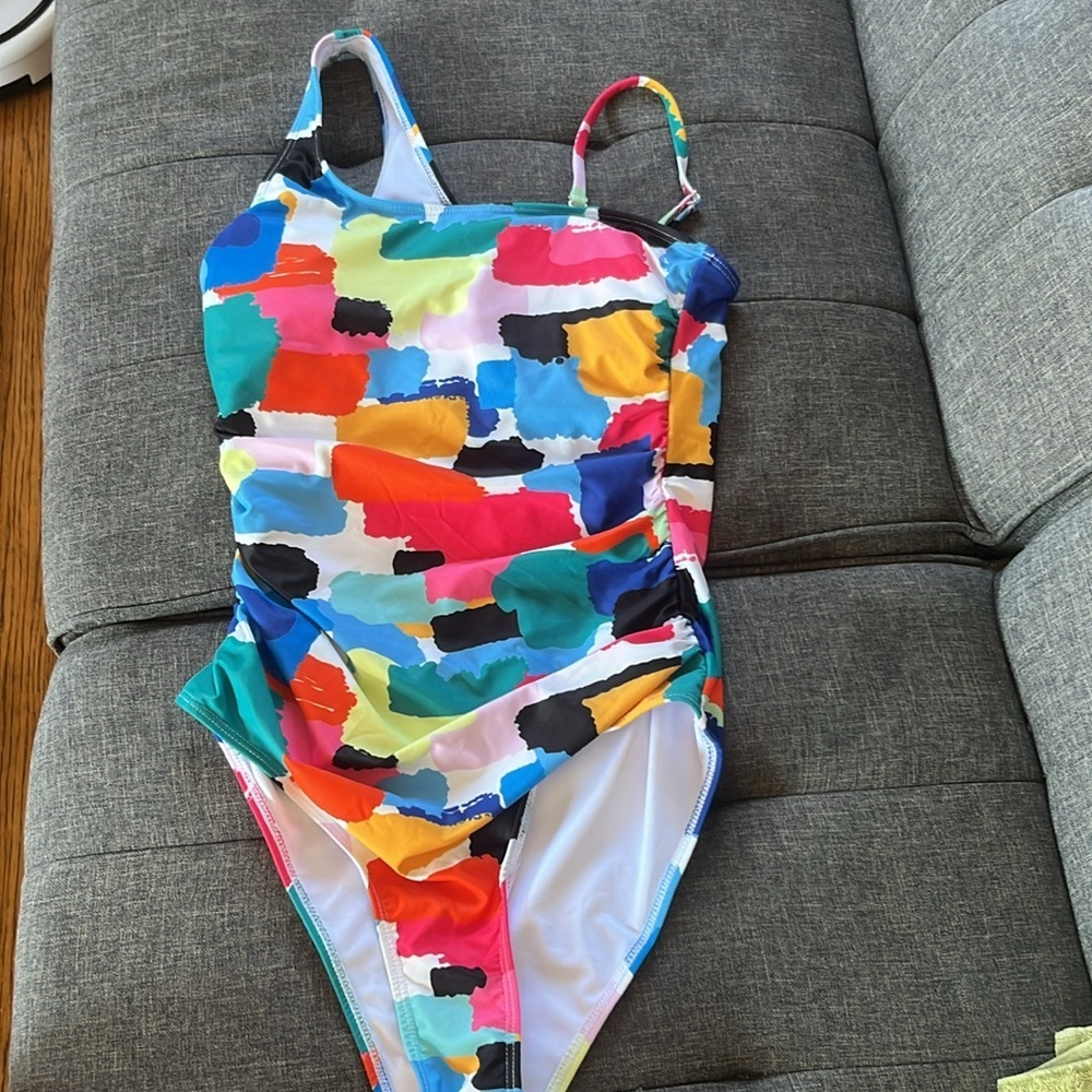 New with tags Tempt Me Colorful Abstract Print Swimsuit Size Small